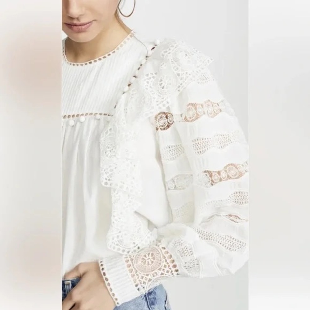 SOLD!
Ulla Johnson Off White Crew Neck Lace Blouse
